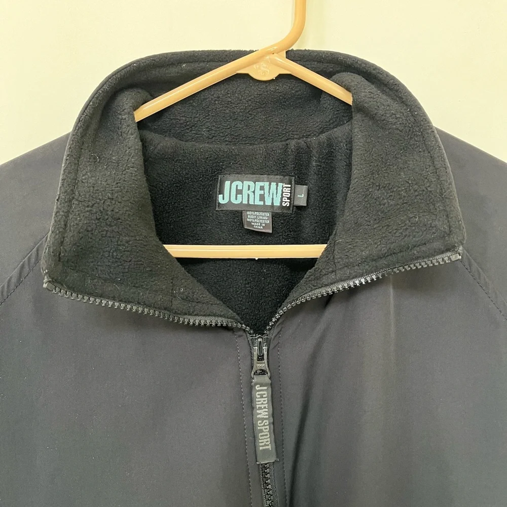 J Crew ~ Anorak Jacket ~ Fully Fleece Lined Weather Resistant Zipper Black Large